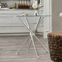 Rackhams Round Glass Coffee Table With Stainless Steel Legs Silver - thumbnail 4