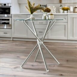 Rackhams Round Glass Coffee Table With Stainless Steel Legs Silver - thumbnail 2