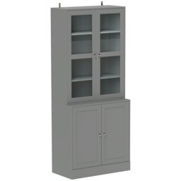 Rackhams Modern Bookcase Display Storage Cabinet w/ Doors Adjustable Shelves - White - thumbnail 6
