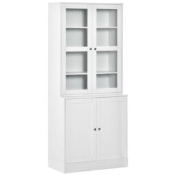 Rackhams Modern Bookcase Display Storage Cabinet w/ Doors Adjustable Shelves - White - thumbnail 2