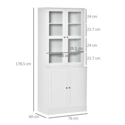 Rackhams Modern Bookcase Display Storage Cabinet w/ Doors Adjustable Shelves - White - thumbnail 5