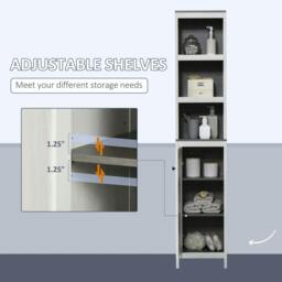 Rackhams Tall Bathroom Storage Cabinet, Freestanding Tower Cabinet with 3 Open Shelves and Adjustable Shelf, Antique White - thumbnail 5