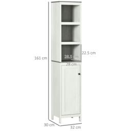 Rackhams Tall Bathroom Storage Cabinet, Freestanding Tower Cabinet with 3 Open Shelves and Adjustable Shelf, Antique White - thumbnail 3