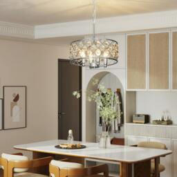 Rackhams Adjustable Ceiling Light with 4 Light, Modern Crystal Chandelier - Silver