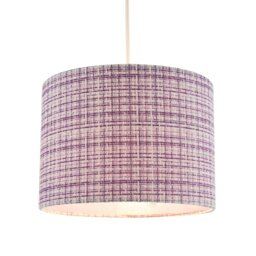 Rackhams Cross Hatch Design Textured Linen Fabric Lamp Shade in Lilac and White - thumbnail 2