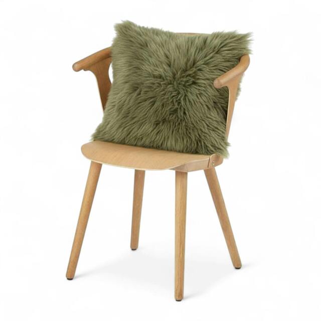 Rackhams Luxury Genuine Sheepskin  40x40cm Real Wool Single Sided Cushion - Green - 40 x 40 cm - image 1