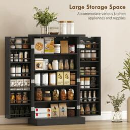 Rackhams Kitchen Cupboard w/ 5 Tiers, 12 Spice Racks, Kitchen Storage Cabinet - Kitchen Cupboard - 60W x 30D x 104H cm - MDF - thumbnail 4