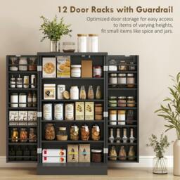Rackhams Kitchen Cupboard w/ 5 Tiers, 12 Spice Racks, Kitchen Storage Cabinet - Kitchen Cupboard - 60W x 30D x 104H cm - MDF - thumbnail 5