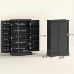 Rackhams Kitchen Cupboard w/ 5 Tiers, 12 Spice Racks, Kitchen Storage Cabinet - Kitchen Cupboard - 60W x 30D x 104H cm - MDF - thumbnail 3