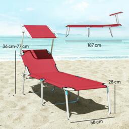 Rackhams Foldable Sun Lounger Set of 2, 4 Level Adjustable Backrest - 187 x 58 x 36 cm - 2 - Oxford fabric, metal - thumbnail 3