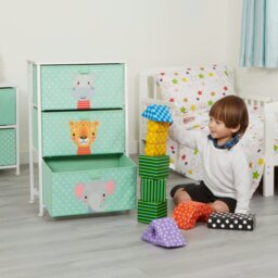 Rackhams Jungle 3 Drawer Kids Storage Chest - Green/White
