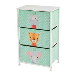 Rackhams Jungle 3 Drawer Kids Storage Chest - Green/White - thumbnail 3