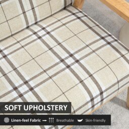 Rackhams Two Seater Sofa w/ Rubber Wood Frame Linen Small Couch Beige - thumbnail 5