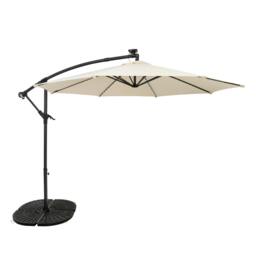 Rackhams LED Cantilever Parasol 3m With Full Fan Base – Cream - thumbnail 1