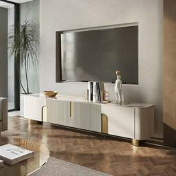 Rackhams Athena TV Stand, Cream & Gold