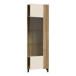 Rackhams Grafton Glass Door Display Cabinet in Cream and Oak - Full Assembly Required - Cream & Oak - Matt - thumbnail 4