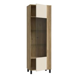 Rackhams Grafton Glass Door Display Cabinet in Cream and Oak - Full Assembly Required - Cream & Oak - Matt - thumbnail 3