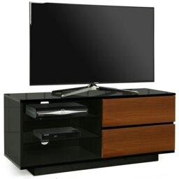 "Rackhams Gallus Gloss Black with 2-Walnut Drawers and 3-Shelf 32""-55"" LED/LCD/Plasma Cabinet TV Stand" - thumbnail 5
