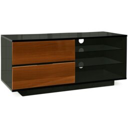 "Rackhams Gallus Gloss Black with 2-Walnut Drawers and 3-Shelf 32""-55"" LED/LCD/Plasma Cabinet TV Stand" - thumbnail 2