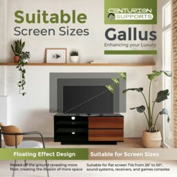 "Rackhams Gallus Gloss Black with 2-Walnut Drawers and 3-Shelf 32""-55"" LED/LCD/Plasma Cabinet TV Stand" - thumbnail 3