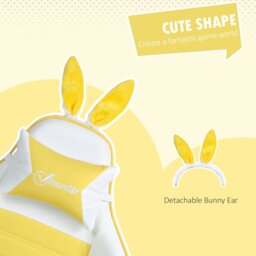 Rackhams Racing Style Gaming Chair with Footrest Removable Rabbit Ears, Yellow - Yellow - thumbnail 4