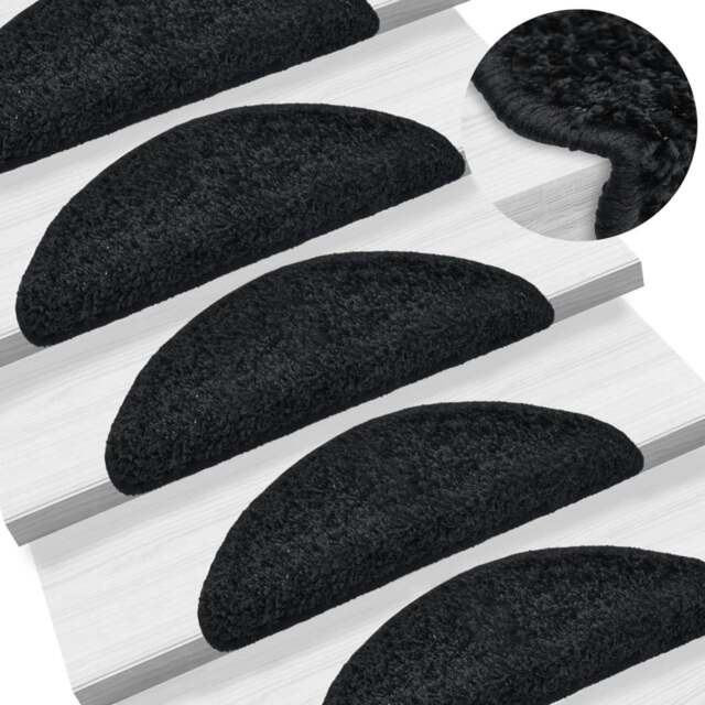Rackhams Stair Mats 10 pcs 56x17x3 cm Black