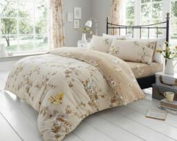 Rackhams Birdie Blossom Duvet Cover and Pillowcase Set - Natural - Single (135cm x 200cm) - thumbnail 1