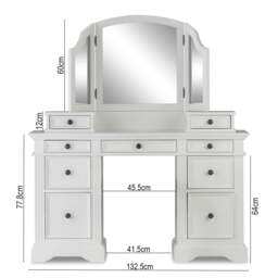 Rackhams Gainsborough Pedestal Dressing Table Set with Crystal Handles. Large White Dressing Table Set - Large - White - thumbnail 3