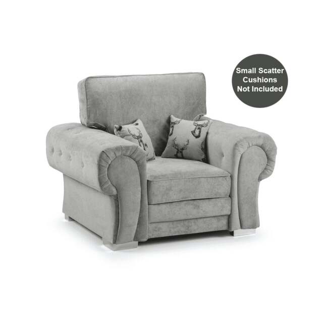 Rackhams Milan Chesterfield Fabric Armchair - Full Back - Grey - image 1