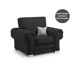 Rackhams Milan Chesterfield Fabric Armchair - Full Back - Grey - thumbnail 2
