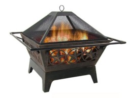 "Rackhams Bronze Fire Pit BBQ Combo 24"" - Stars Design Outdoor Fire Bowl with Grill & Cover" - thumbnail 2