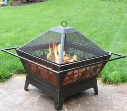 "Rackhams Bronze Fire Pit BBQ Combo 24"" - Stars Design Outdoor Fire Bowl with Grill & Cover" - thumbnail 5
