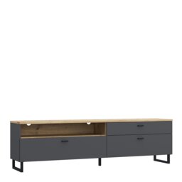 Rackhams Klara TV Unit with 1 Drawer 2 Flip Doors in Grey and Oak - 1 - thumbnail 1