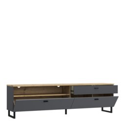 Rackhams Klara TV Unit with 1 Drawer 2 Flip Doors in Grey and Oak - 1 - thumbnail 3