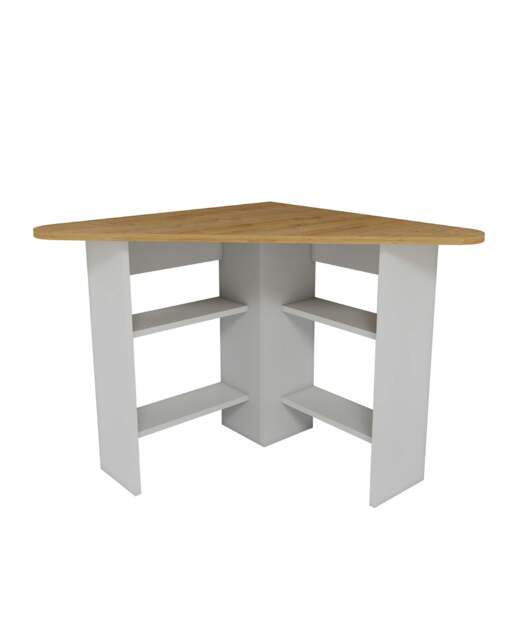Rackhams Corner Computer Desk with Shelves-Gredos - Sapphire Oak & White - image 1