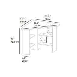 Rackhams Corner Computer Desk with Shelves-Gredos - Sapphire Oak & White - thumbnail 6