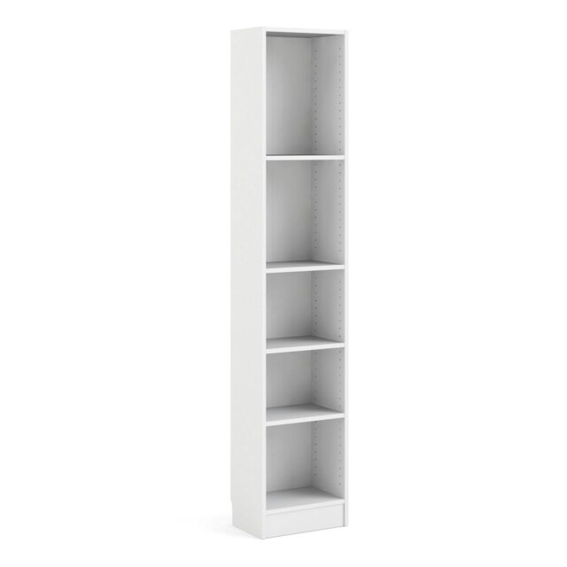 Rackhams Basic Tall Narrow Bookcase (4 Shelves) in White - White - Wood - 1 - image 1