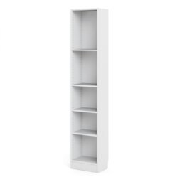 Rackhams Basic Tall Narrow Bookcase (4 Shelves) in White - White - Wood - 1 - thumbnail 2