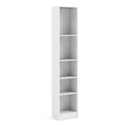 Rackhams Basic Tall Narrow Bookcase (4 Shelves) in White - White - Wood - 1 - thumbnail 1
