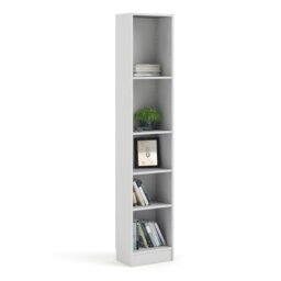 Rackhams Basic Tall Narrow Bookcase (4 Shelves) in White - White - Wood - 1 - thumbnail 5