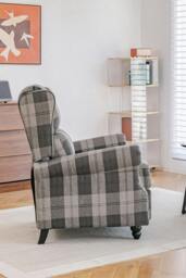 Rackhams Fabric Upholstered Sofa Pushback Reclining Chair Armchair - Grey - One Size - thumbnail 5