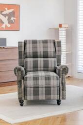 Rackhams Fabric Upholstered Sofa Pushback Reclining Chair Armchair - Grey - One Size - thumbnail 6