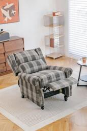 Rackhams Fabric Upholstered Sofa Pushback Reclining Chair Armchair - Grey - One Size - thumbnail 3