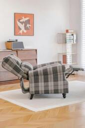 Rackhams Fabric Upholstered Sofa Pushback Reclining Chair Armchair - Grey - One Size - thumbnail 4