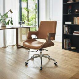 Rackhams Drake Office Chair, Tan Leather, Reclining & Swivel - High Back - thumbnail 1