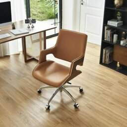 Rackhams Drake Office Chair, Tan Leather, Reclining & Swivel - High Back - thumbnail 4