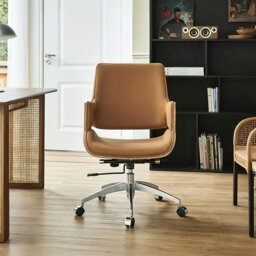 Rackhams Drake Office Chair, Tan Leather, Reclining & Swivel - High Back - thumbnail 5