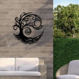 Rackhams Tree of Life Silhouette Metal Wall Decor 75x75 - Metal - Black - thumbnail 3