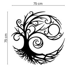 Rackhams Tree of Life Silhouette Metal Wall Decor 75x75 - Metal - Black - thumbnail 4