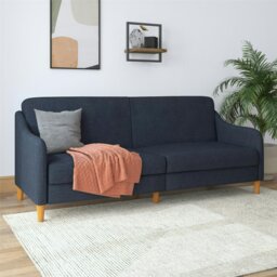 Rackhams Jasper coil 3-seater Sofa Bed in navy fabric - Blue - thumbnail 1